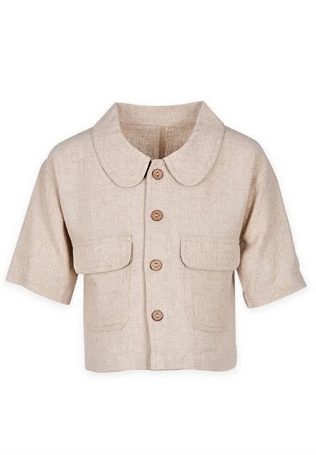 Sarh Keten Düğmeli Ceket 2-7 Yaş Naturel