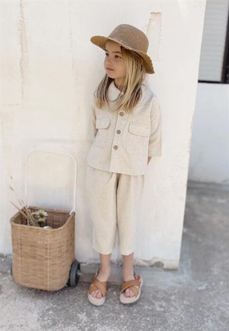 Sarh Keten Düğmeli Ceket 2-7 Yaş Naturel