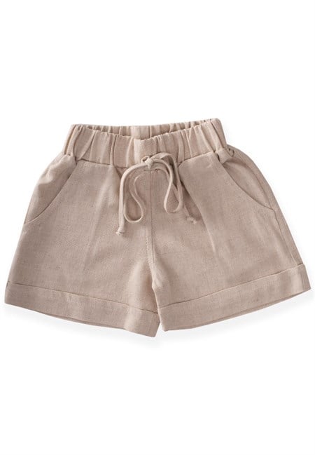 Sarh Keten Şort 2-9 Yaş NATUREL