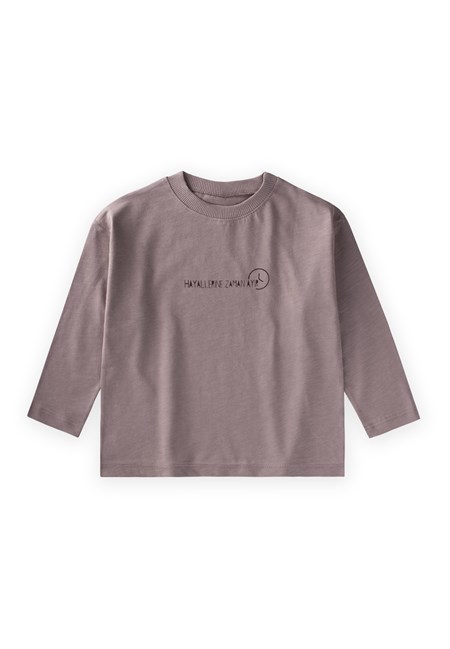 Sloganlı Uzun Kollu T-Shirt 2-10 Yaş BAKIR