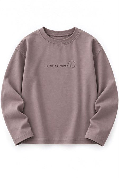 Sloganlı Uzun Kollu T-Shirt 2-10 Yaş BAKIR