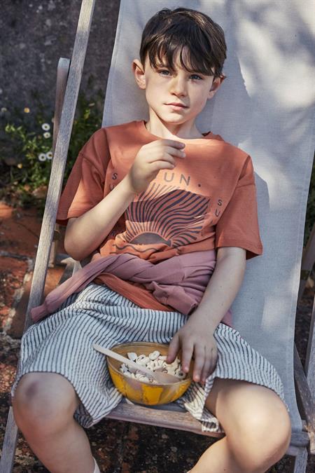 Sun Baskılı T-Shırt Takım 2-8 Yaş Oranj