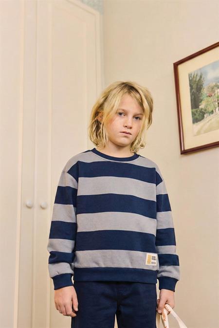 Sweatshırt 4-12 Yaş GRİ LACİVERT ÇİZGİLİ