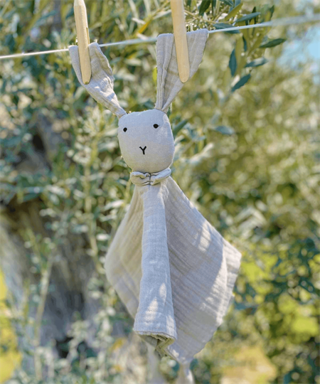 Tavşan Müslin Uyku Arkadaşı (Yıkanmıştır) 40X40 cm Gri