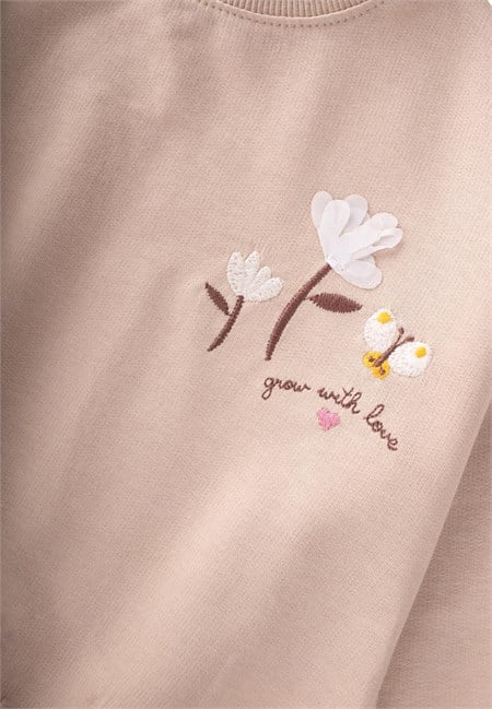 Taytlı İnce Mevsimlik T-Shirt Takım 1-7 Yaş Bej
