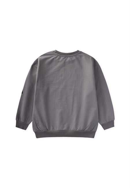 Baskılı Erkek Çocuk Kışlık Sweatshirt 8-12 Yaş Gri