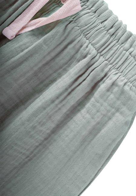 Beli Fırfırlı Geniş Kesim Müslin Pantolon 1-8 Yaş Mint Yeşili