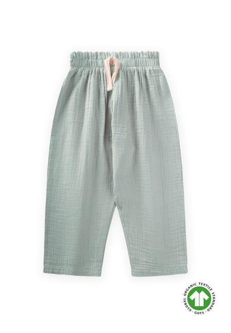 Beli Fırfırlı Geniş Kesim Müslin Pantolon 1-8 Yaş Mint Yeşili