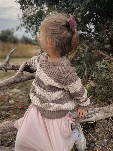 Selanik Çizgili Triko Kazak 2-8 Yaş Vizon