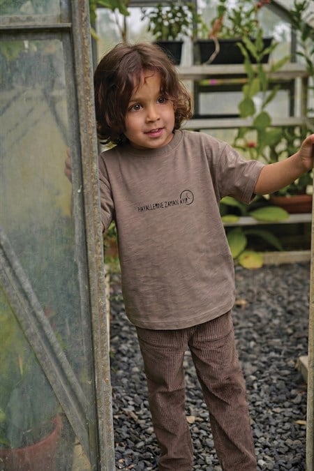 Slogan Baskılı T-Shirt 2-10 Yaş VİZON