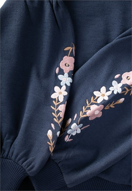 Taytlı Sweatshirt Kız Çocuk Takım 2-10 Yaş Lacivert