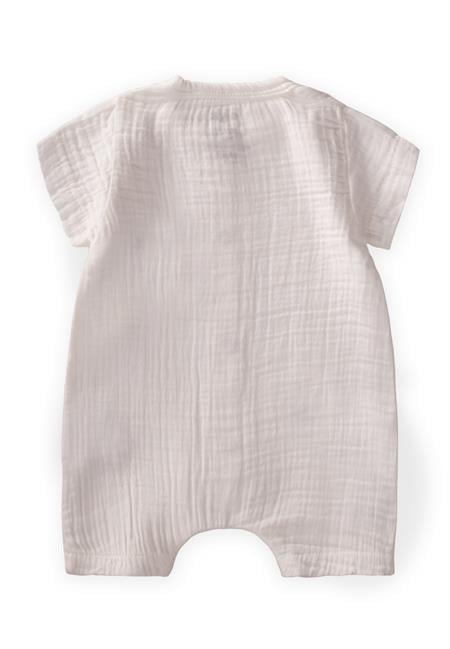 Zebra Nakışlı Organik Müslin Şort Tulum 0-3 yaş Ekru