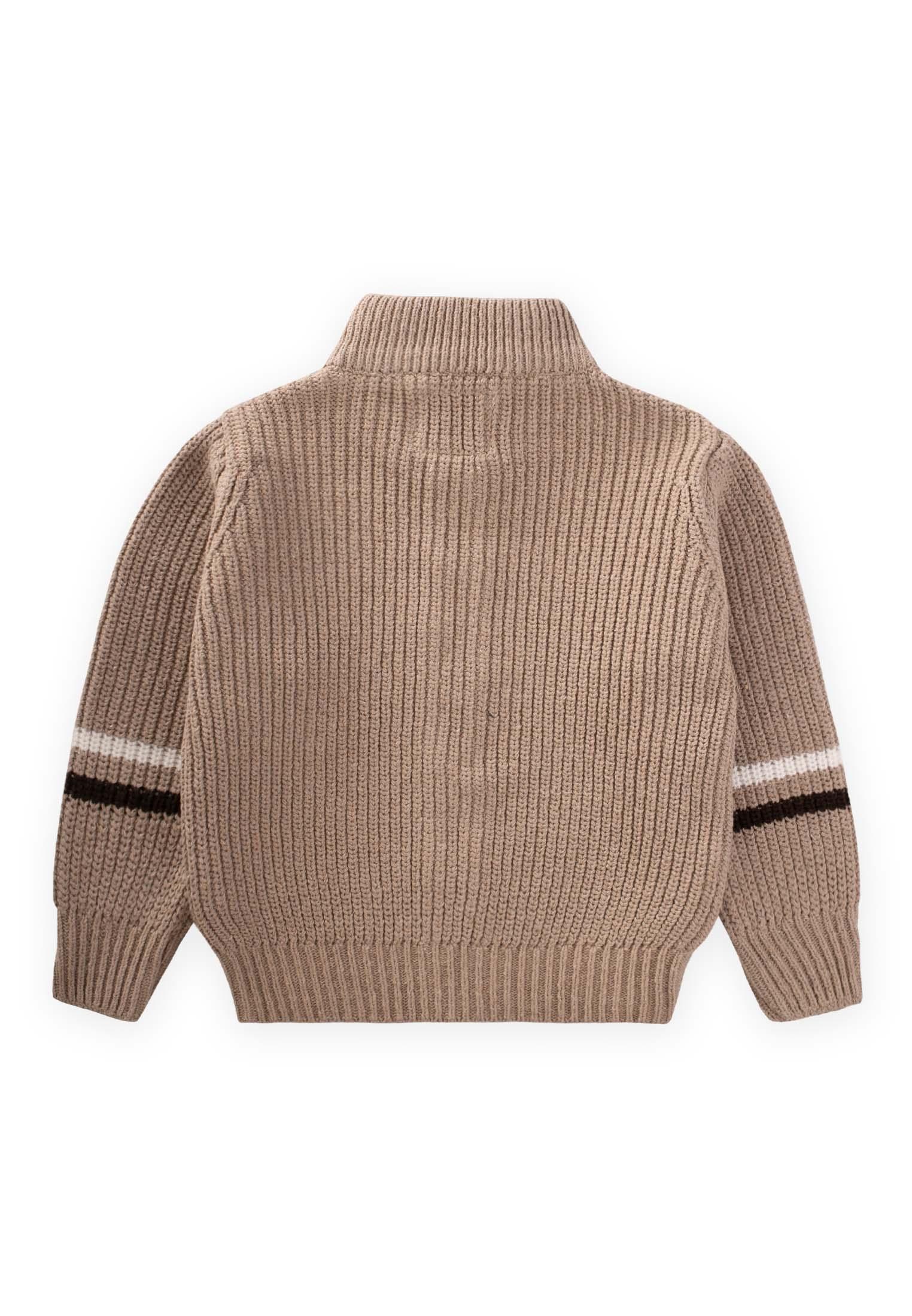Zippered Knitwear Cardigan Age 2-9 BEIGE