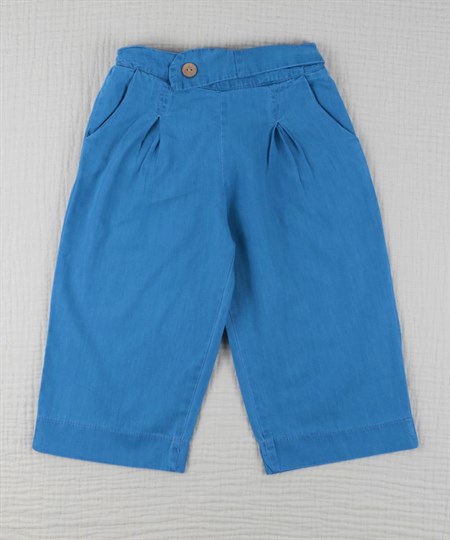Buttoned Jeans Skirt Pants Girl Child 4-8 Years Blue