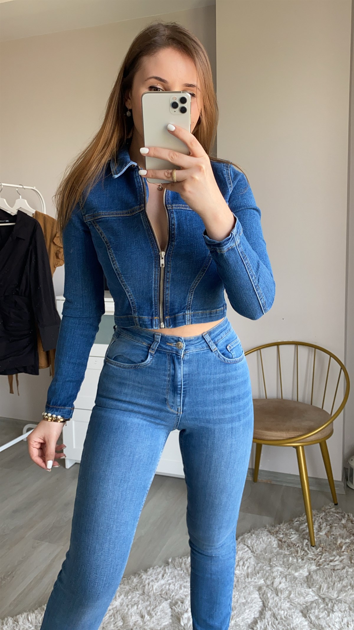 Topshop Fermuarlı Açık Renk Kot Bluz - Narferita Kadın Giyim