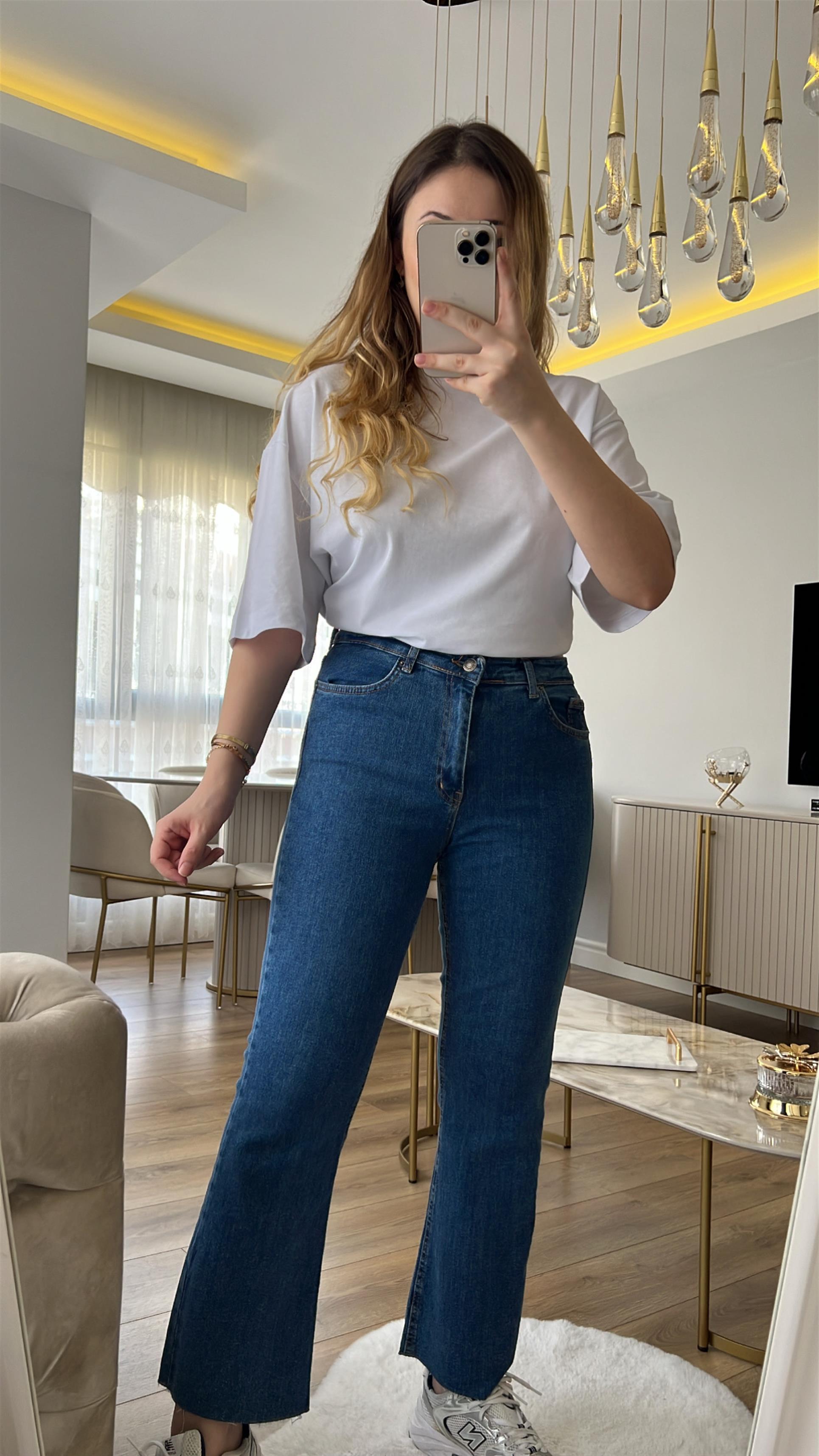 Topshop Kot Renk Kesik Paça Flare Jeans