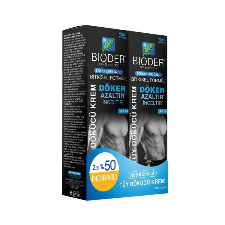 Bioder Erkekler İçin Tüy Dökücü Krem 100 ml İkili Paket