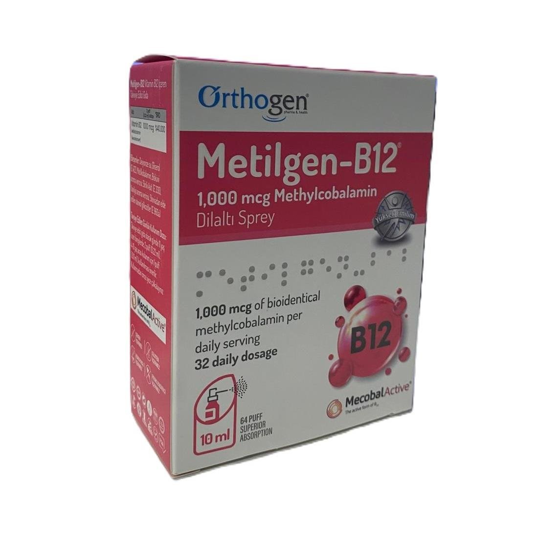 Metilgen-B12 1000 mcg Metilkobalamin Dilaltı Sprey 10 ml