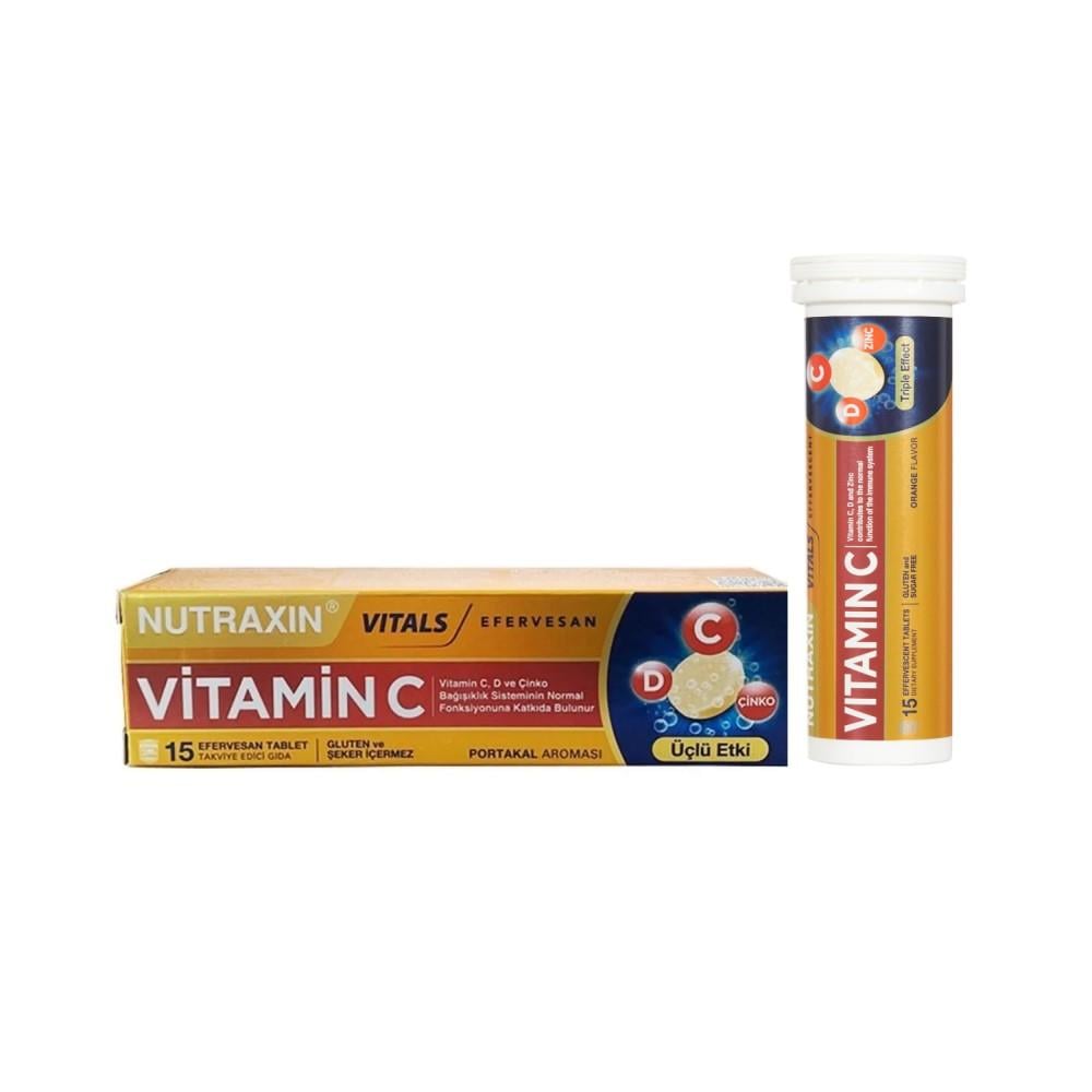 Nutraxin Vitamin C-D-Zinc 15 Efervesan Tablet