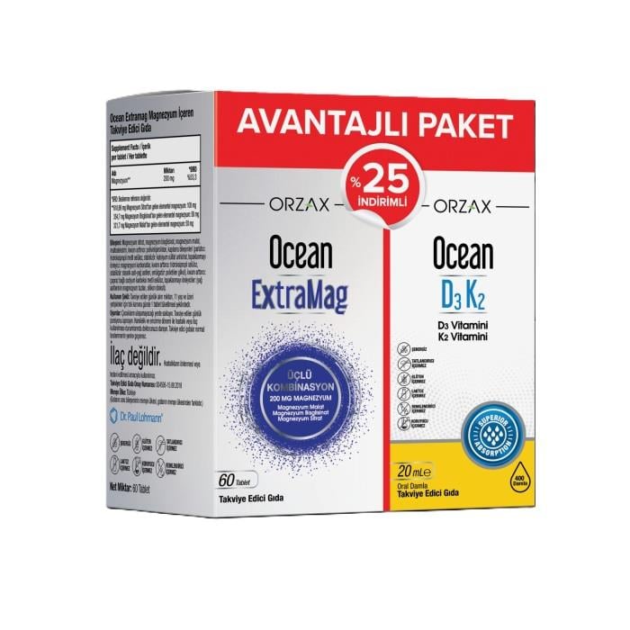 Ocean Extramag 60 Tablet + Ocean D3K2 Damla 20 ml