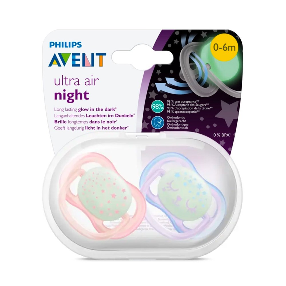 Philips Avent Ultra Air Night 0-6m Pembe Emzik 2'li