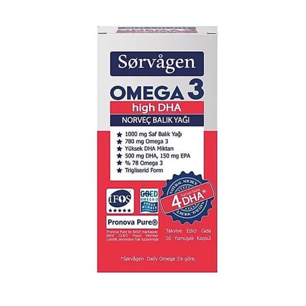 Sorvagen Omega 3 High DHA Norveç Balık Yağı 50 Kapsül