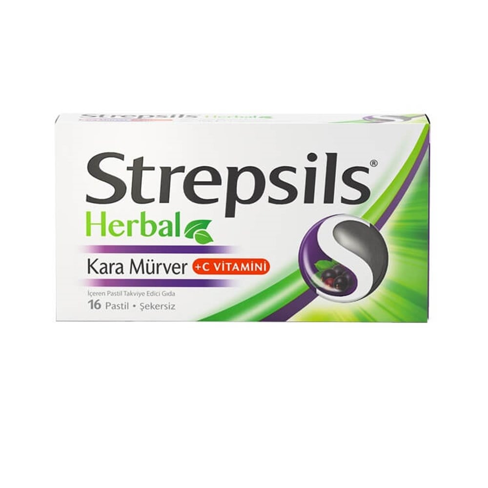 Strepsils Herbal Kara Mürver Şekersiz Pastil