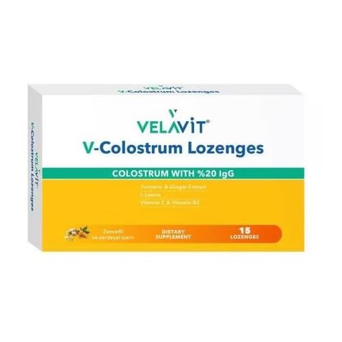 Velavit V-Colostrum Lozenges Zencefil ve Zerdeçal Pastil 15'li