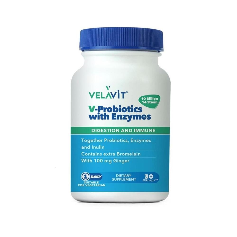 Velavit V-Probiotics with Enzymes 30 Kapsül