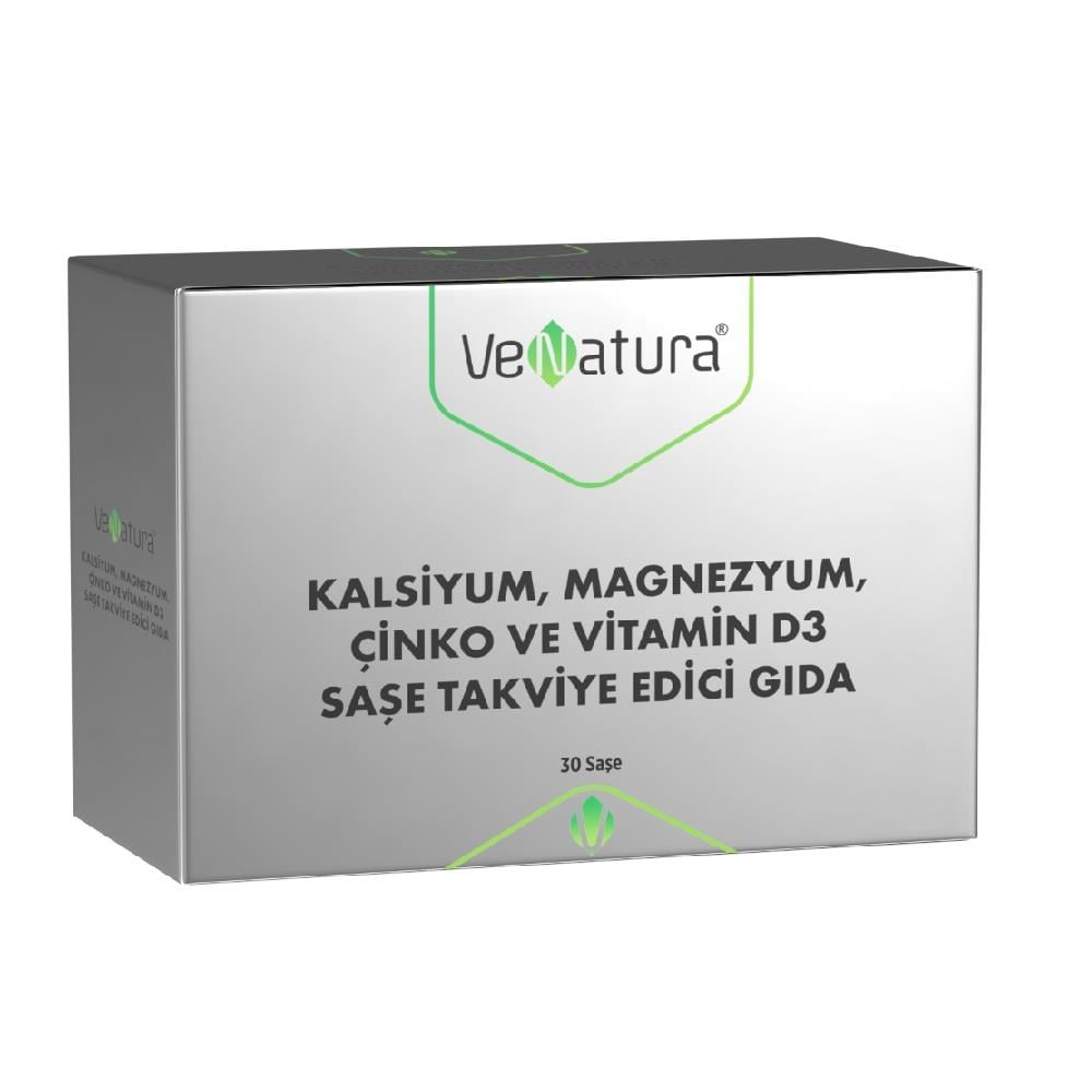 VeNatura Kalsiyum, Magnezyum, Çinko ve Vitamin D3 Takviye Edici Gıda 30 Saşe