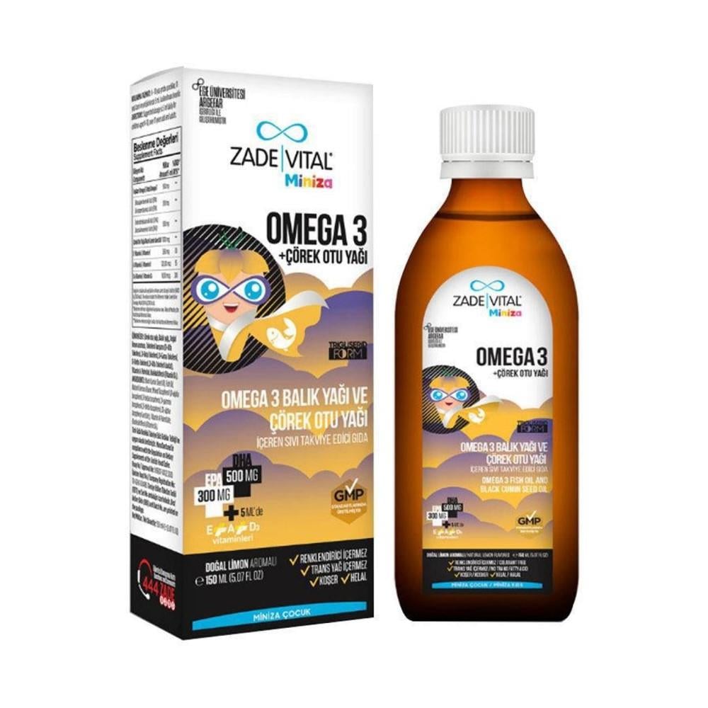 Zade Vital Miniza Omega 3 ve Çörek Otu Yağı 150 ml