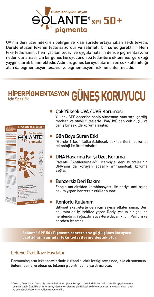 Solante Pigmenta Güneş Kremi 150 ml