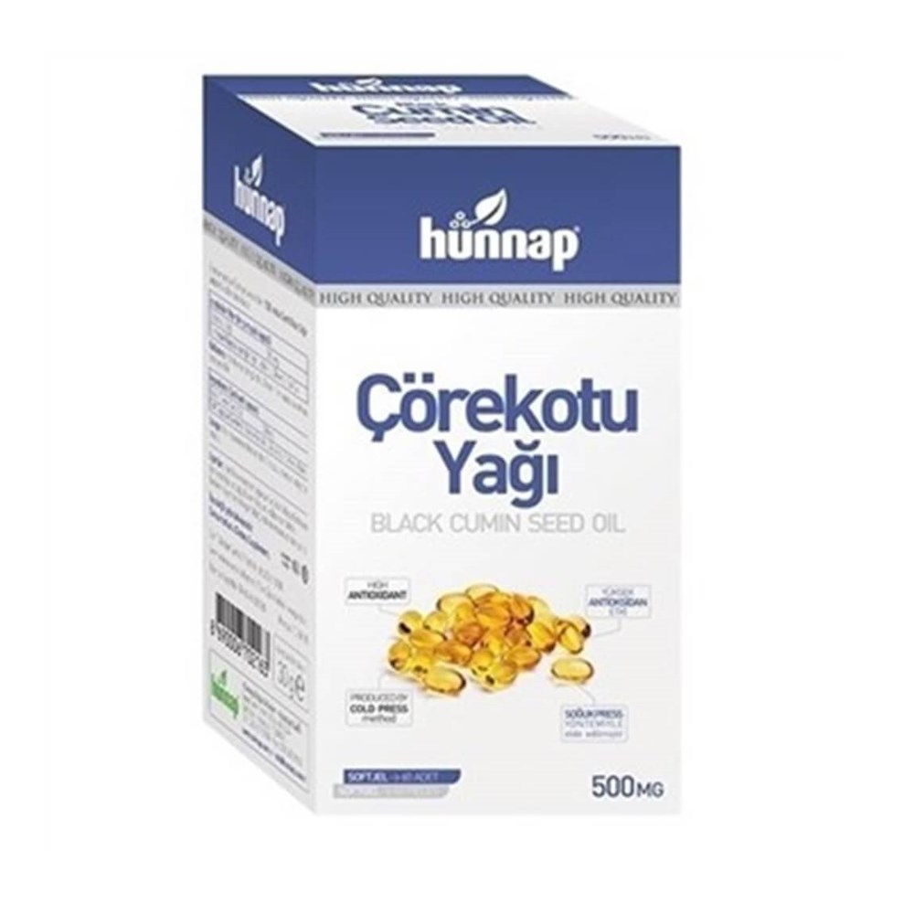 Hünnap Çörekotu Yağı 500 mg 60 Kapsül
