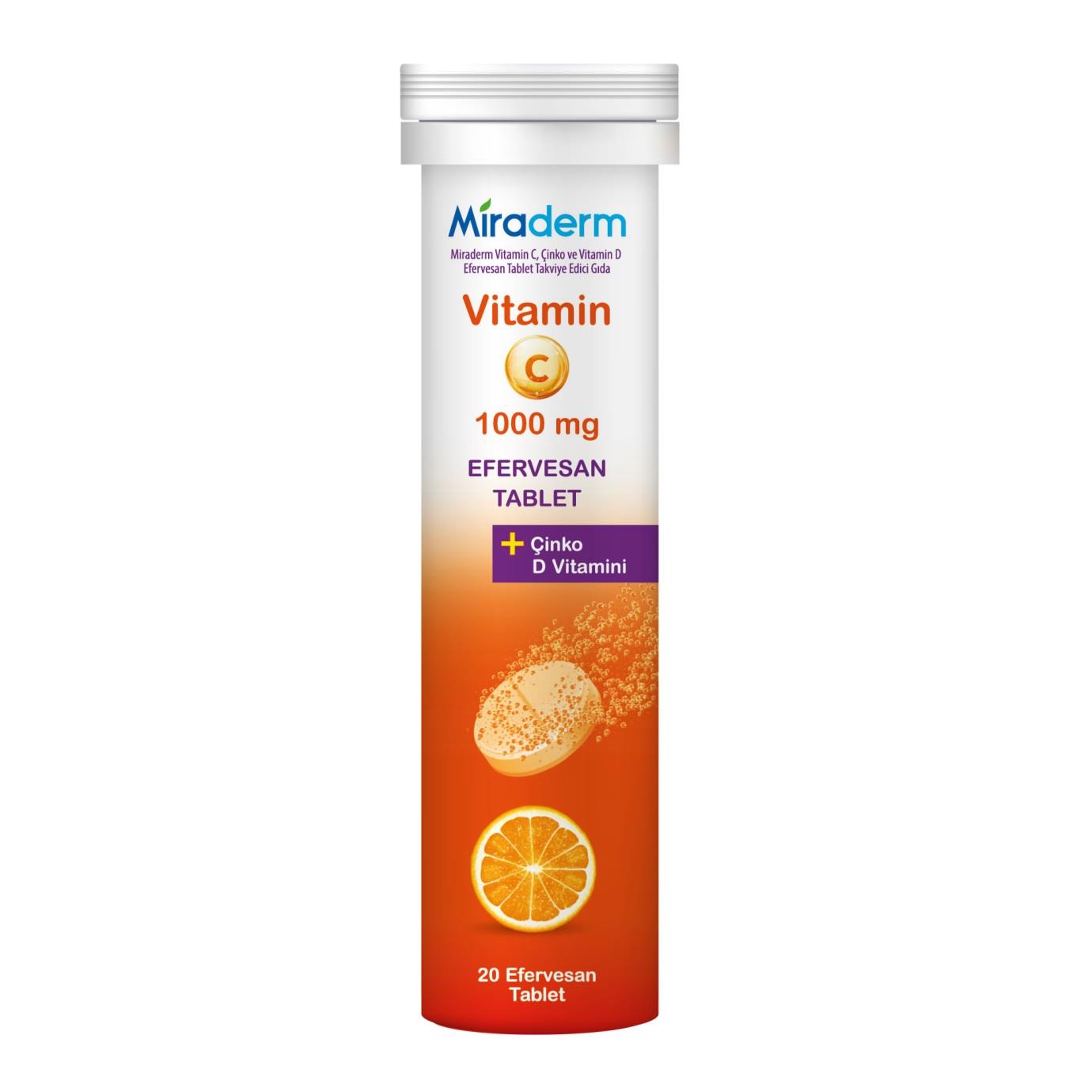 Miraderm Vitamin C 3'lü Etki 20 Efervesan Tablet