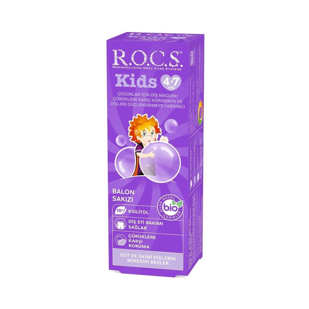 ROCS Kids 4-7 Çocuk Diş Macunu / Balonlu Sakız Tadında