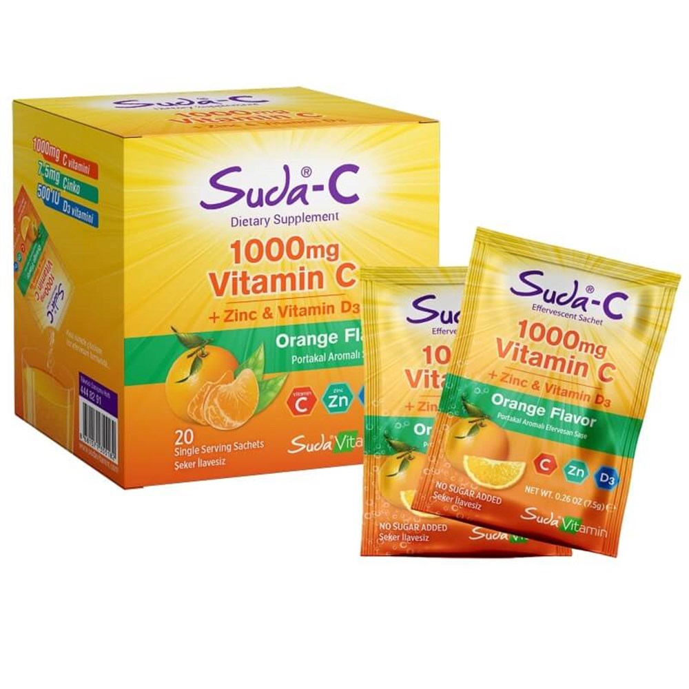 Suda-C 1000 mg Vitamin C 20 Saşe Portakal Aromalı