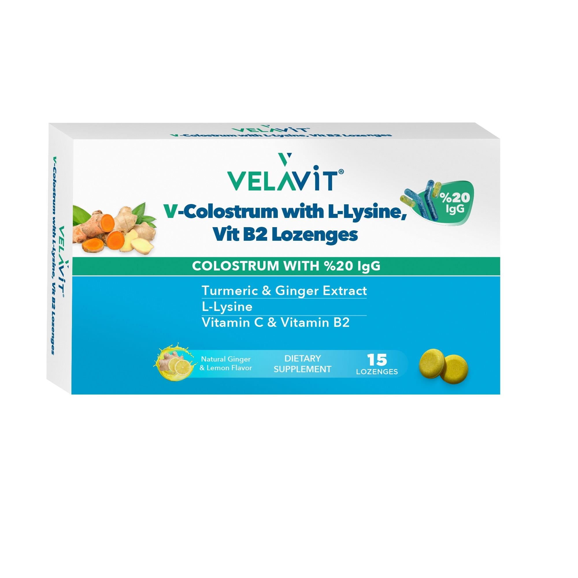 Velavit V-Colostrum with L-Lysine Vit B2 15 Pastil