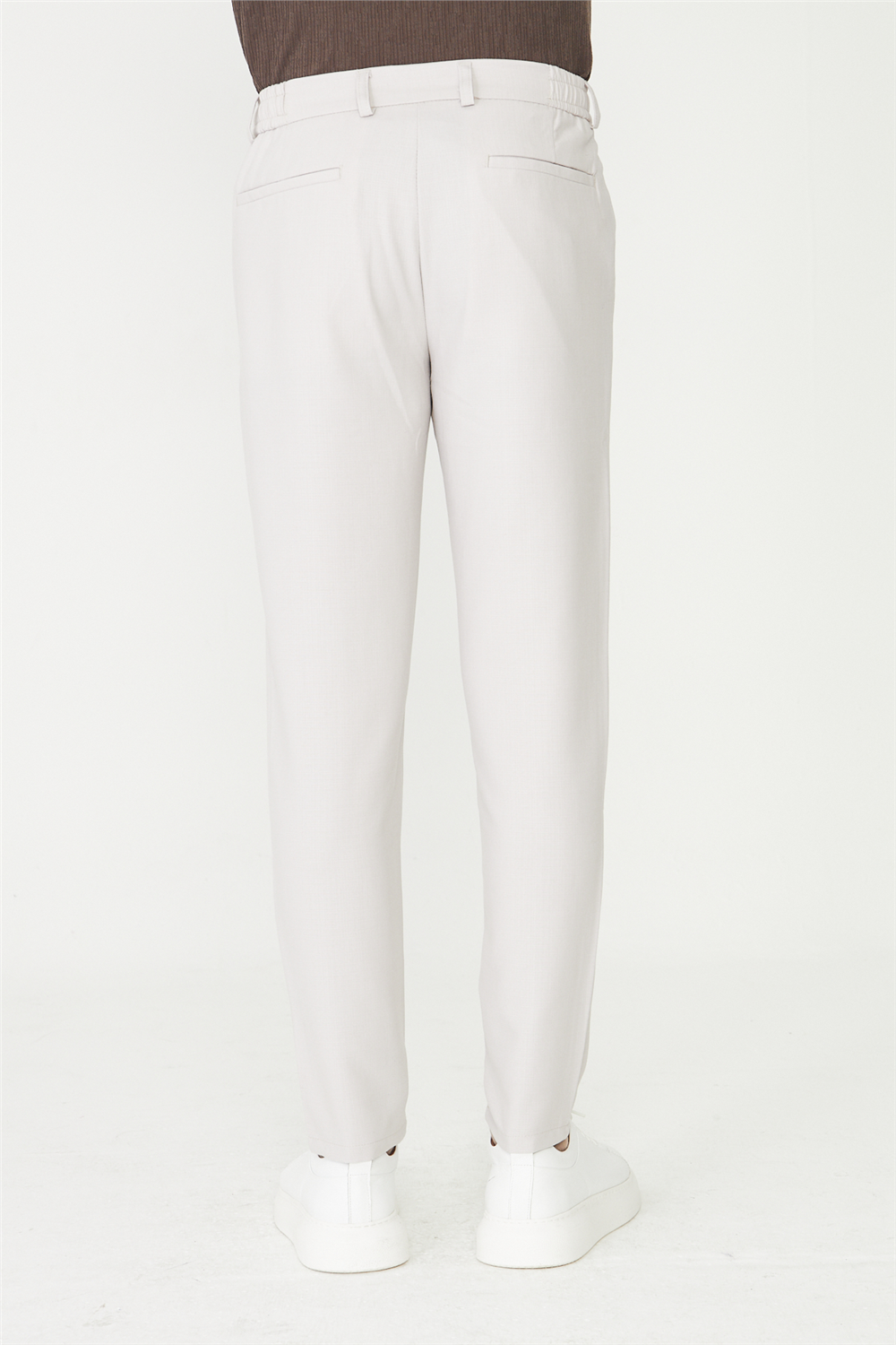 Açık Gri Modern Kesim Bağcıklı Smart Casual Jogger Pantolon