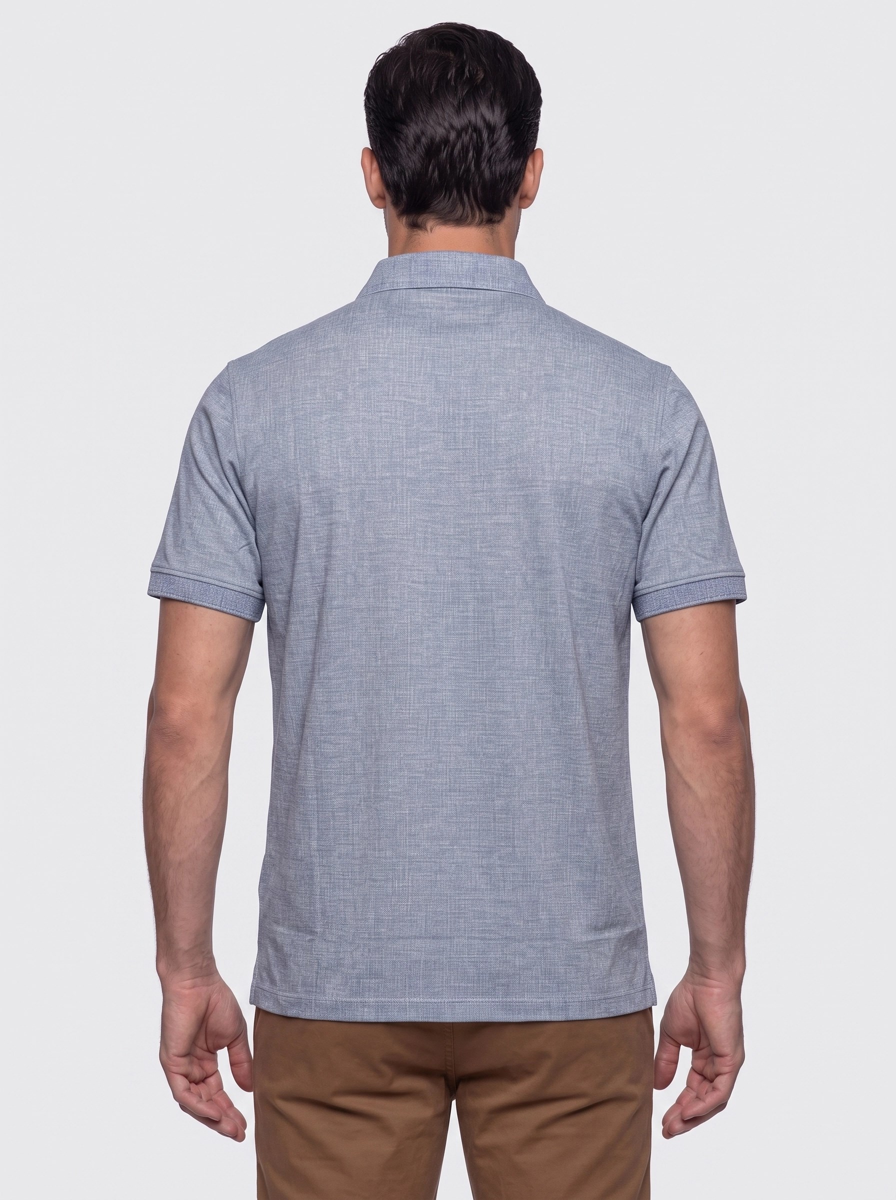 Açık Mavi Mikro Desenli Regular Fit Erkek Polo Yaka Tişört