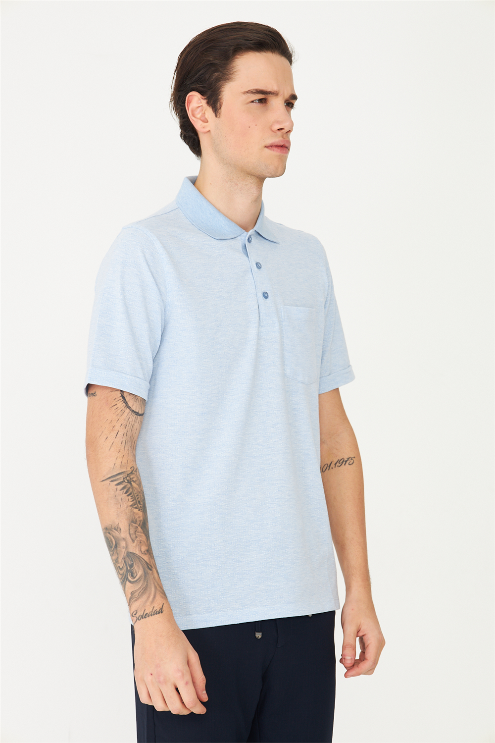 Açık Mavi Polo Yaka T-Shirt 
