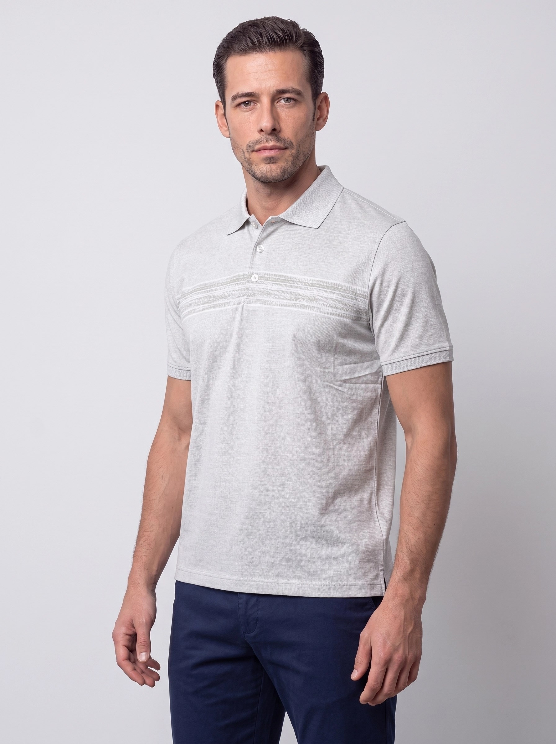 Açık Yeşil Mikro Desenli Regular Fit Erkek Polo Yaka Tişört