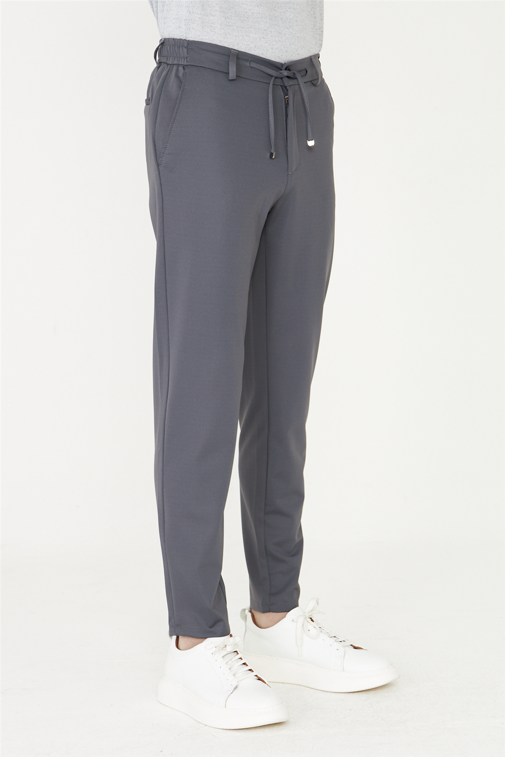 Antrasit Modern Kesim Bağcıklı Smart Casual Jogger Pantolon