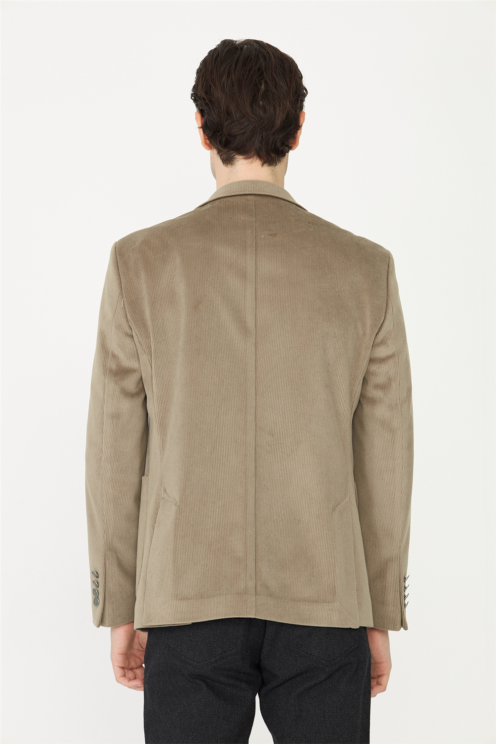 Açık Yeşil Fitilli Kadife Slim Fit Blazer Ceket
