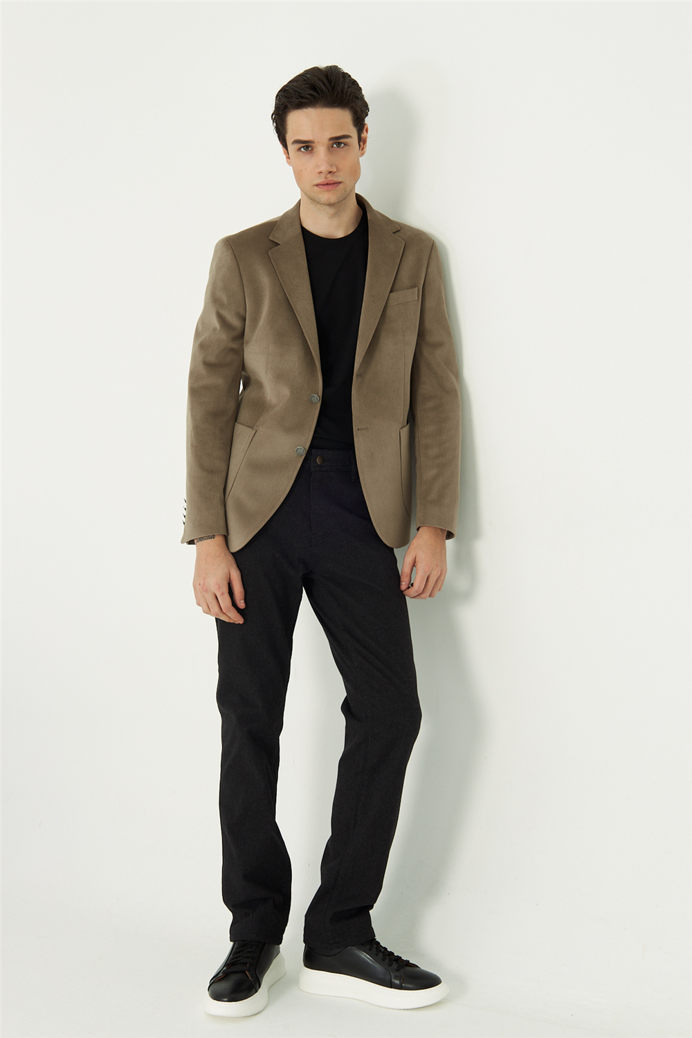 Açık Yeşil Fitilli Kadife Slim Fit Blazer Ceket
