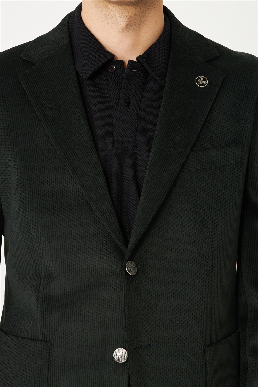 Koyu Gri Fitilli Kadife Slim Fit Blazer Ceket