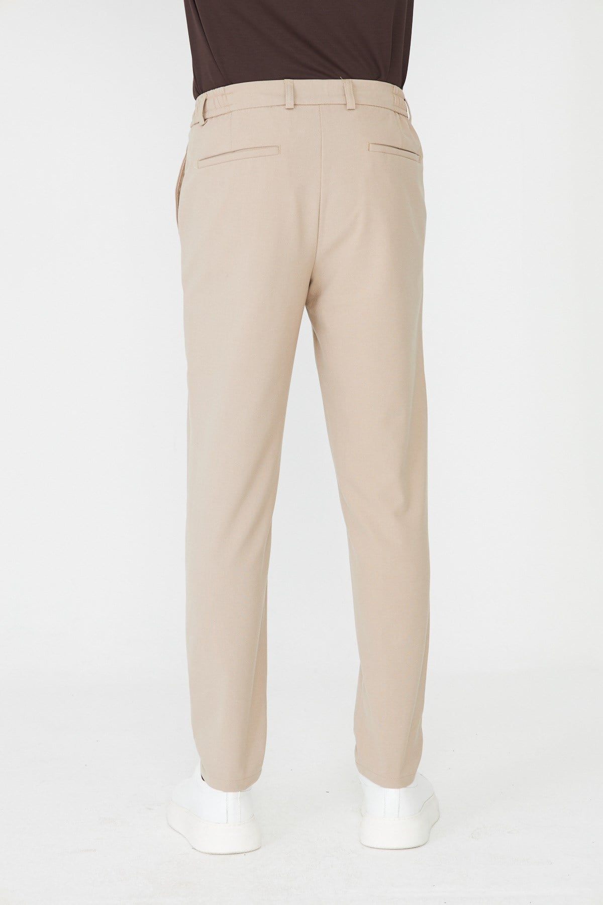 Bej Bağcıklı Smart Casual Jogger Pantolon