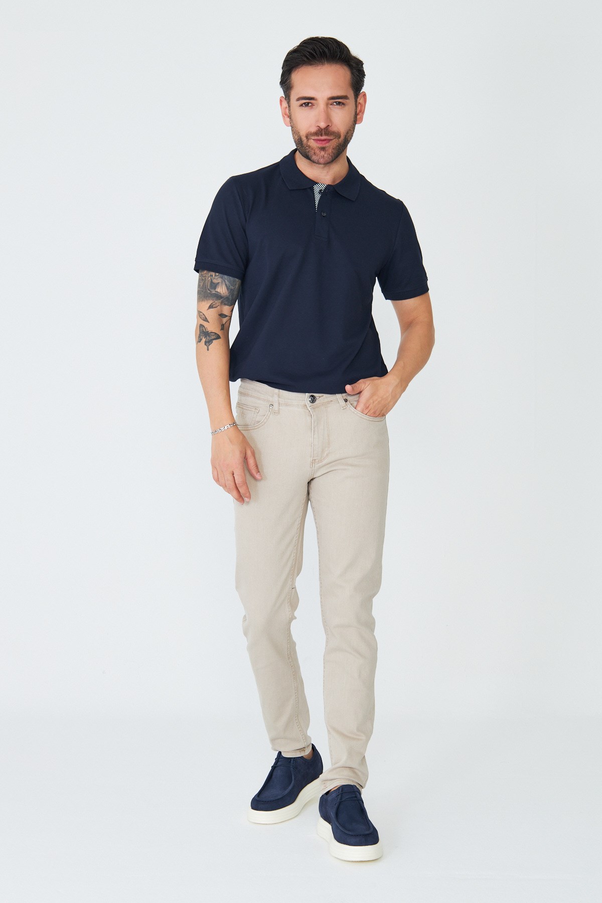 Bej Erkek Gabardin Spor Pantolon