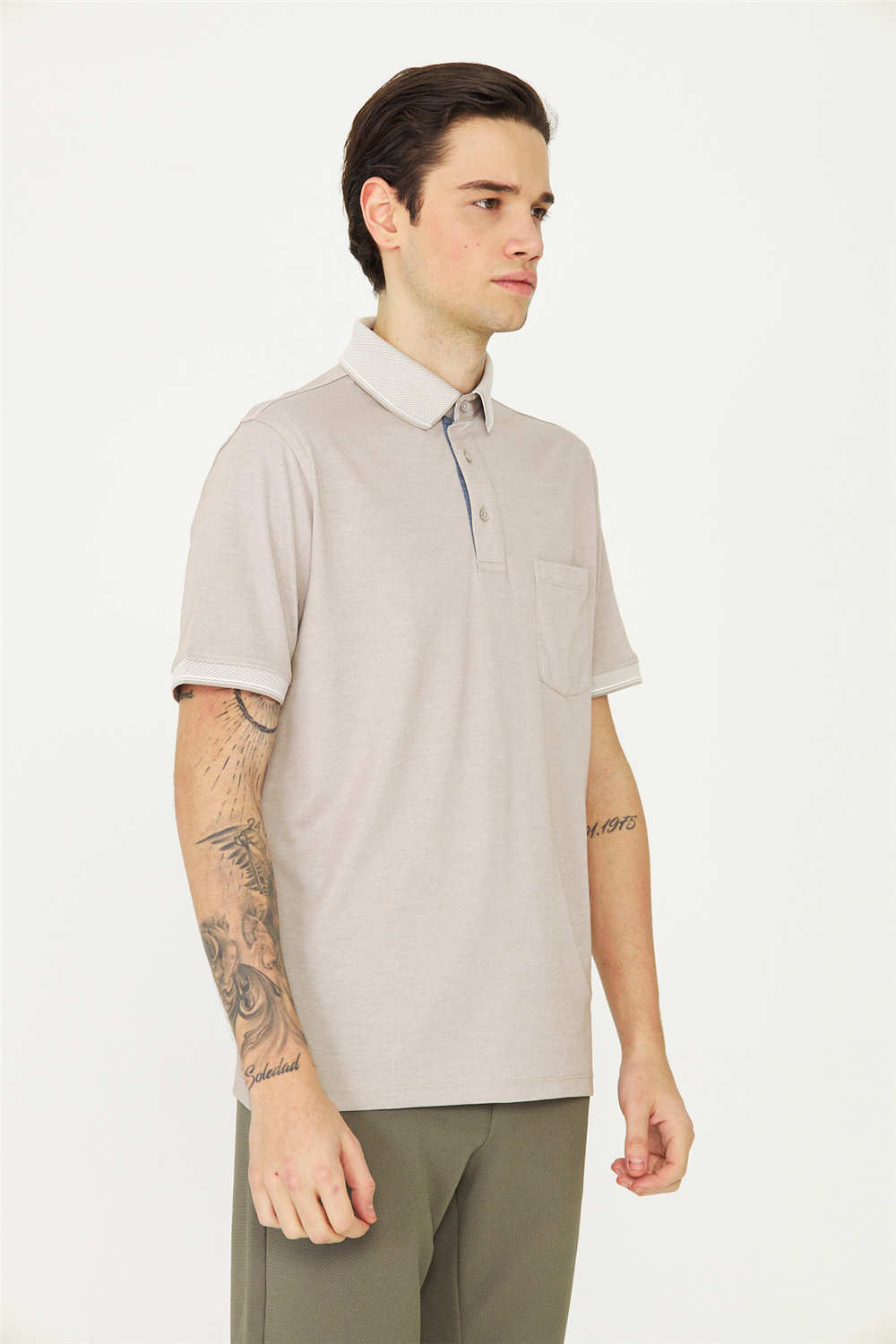 Bej Polo Yaka T-Shirt 