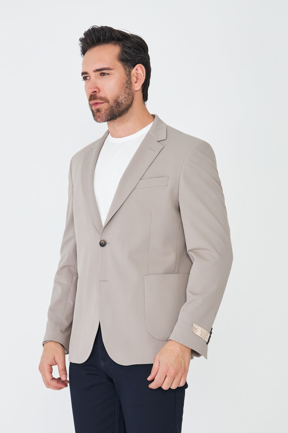Bej Slim Fit Erkek Blazer Ceket