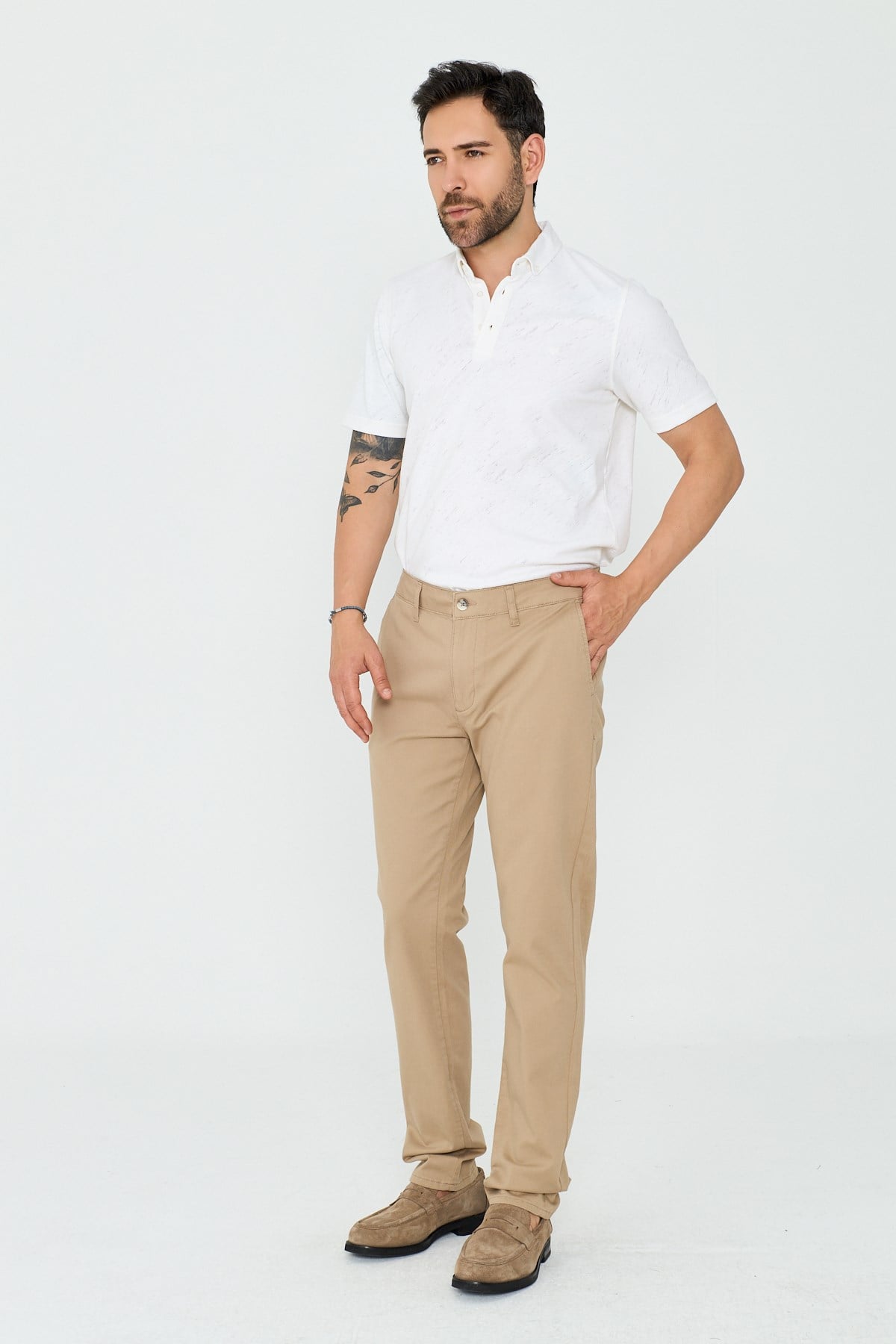 Camel Rengi Dynamic Fit Erkek Chino Pantolon